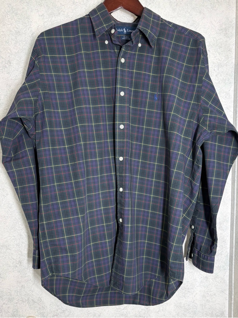 Ralph Lauren Polo Long Medium “Blake” Button Down Multi-Color Tartan Plaid Shirt